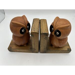 Vintage Lefton Ceramic Owl Bookends Japan w/ original sticker Mid-Century Modern